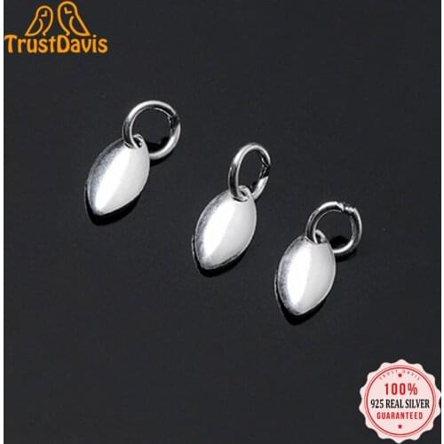TrustDavis Real 925 Sterling Silver Charm Geometrical Ellipse Pendant For Making Bracelet Handmade DIY Accessories Jewelry DZ214