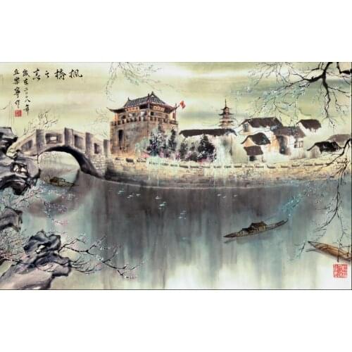 Traditional Japanese Artwork Village Art Film Print Silk Poster Home Wall Decor 24x36inch