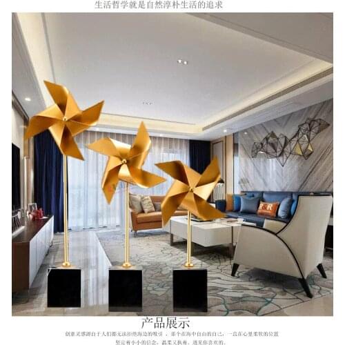 LIGHT LUXURY MODERN WROUGHT IRON WINDMILL PLUS MARBLE HOME DECORATION ORNAMENTS ATMOSPHERIC ACCESSORIES