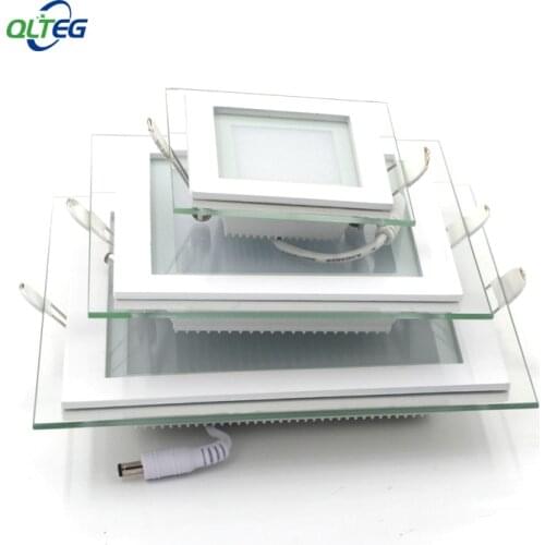Dimmable LED Panel Downlight 6W 12W 18W Square Glass Panel Lights High Brightness Ceiling Recessed Lamps SMD5730 AC110V AC220V