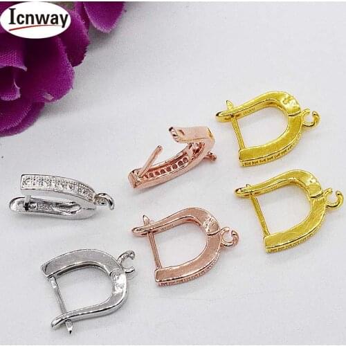 Wholesale 2pcs Rhinestone inlay gold&silver Plated earring finding 10*10mm For DIY bracelet necklace Free shipping icnway