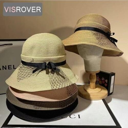 VISROVER Summer Women Sun Hat Soft Straw Hats Foldable Beach Unisex Hat Khaki UV Protection Adjustable Sun bonnet Hats Gift