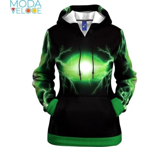 Women Hoodies Bolt Lightning Storm Power Superhero Energy Green Spell Magic hoodie Unisex Sweatshirt Jacket Summer New