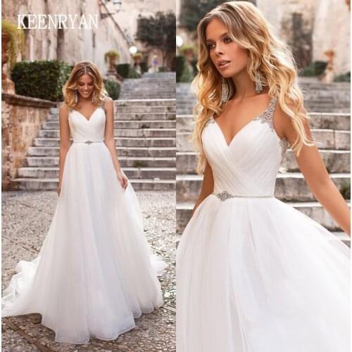 New Arrival Sexy A-Line Wedding Dress 2020 Sweetheart Lace Up Illusion Beading Sashes Bridal Gown Vestido de Novia Plus Size