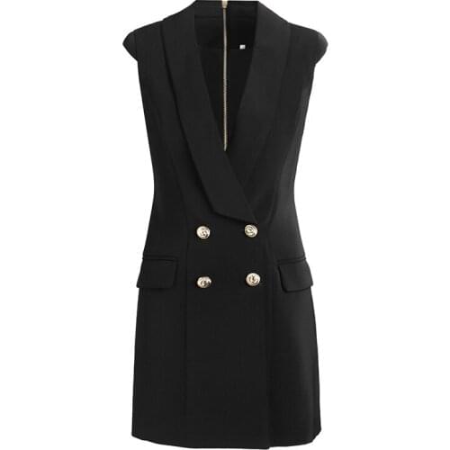 Star Catwalk With The Same Summer Classic Sleeveless Shawl Mini Straight Dress With Shoulder Pad High Street Goddess Texture