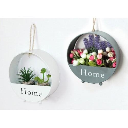 1PC Iron Artificial Flowers Wall Vase Hanging Succulent Flowerpot Container Wall Decoration for Wedding Home Decor JL 243