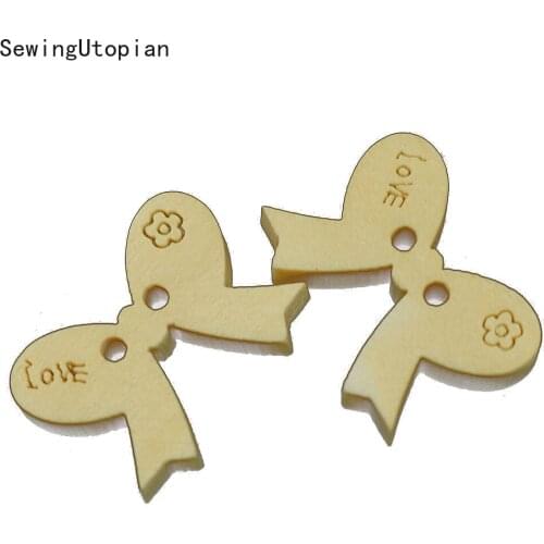 100PCS 2 Holes Cartoon Wooden Sewing Buttons for Kids Clothes Scrapbooking Decorative Handicraft DIY Accessories Wood Button