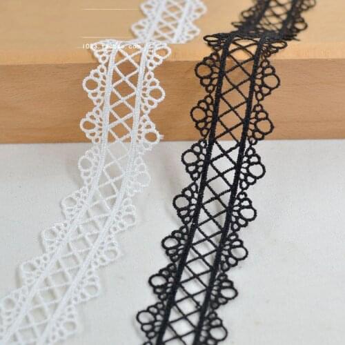3yards 3.2cm Lace accessories Black and white and dichromatic bilateral garment accessories water soluble lace trim ribbon