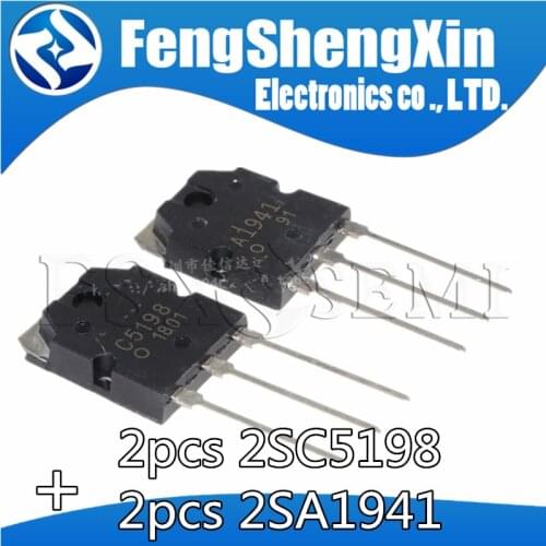 4PCS 2pairs 2SC5198 2SA1941 TO3P (2PCS A1941 + 2PCS C5198) TO-3P Power Transistor