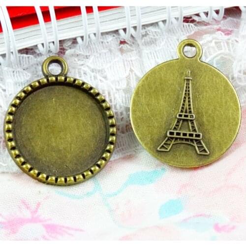 40pcs 18mm Inner Size Tower Back Style Zinc Alloy Cameo Cabochon Base Setting Charms Pendant