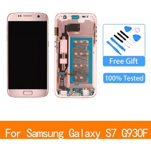 5.1'' Super AMOLED for Samsung Galaxy S7 G930 G930F SM-G930F LCD With Frame Display Touch Screen Assembly Replacement Parts