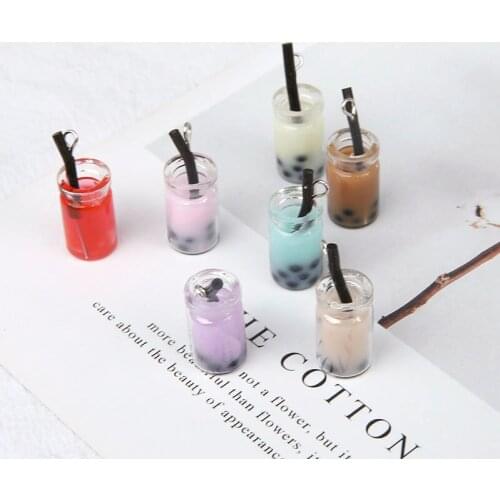 6pcs Mini Pearl Milk Tea Cup Modeling Dangle Earrings For Women Mobile Phone Cute Pendant Diy Jewelry Accessories Wholesale