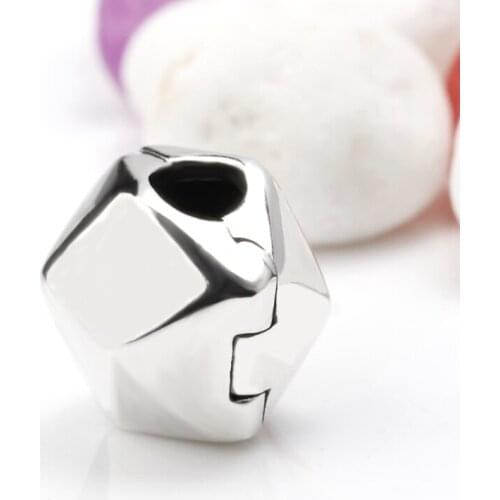 925 Sterling Silver Geometric Shape Clip Charms Love European Bead Fit Pandora Charm Bracelet DIY Accessories