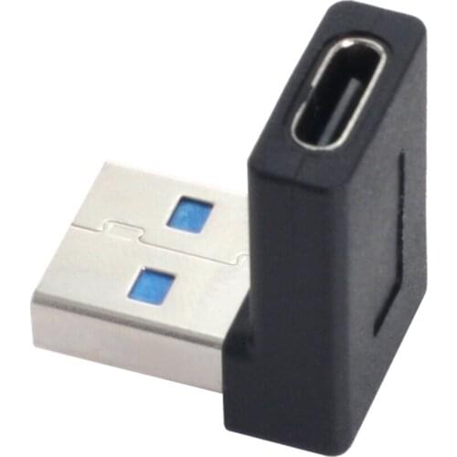 Xiwai USB-C Type C Female 90 Degree Down Angled to USB 3.0 A Male Data Adapter for Laptop Desktop