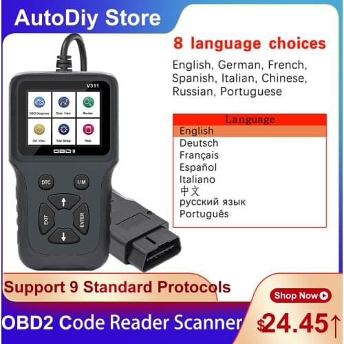 OBD2 V311 Car Scanner Code Reader Scantool Support OBD2/EOBD 9 Standard Protocols Multi-Languages Diagnostics Tools Check Engine