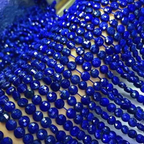 AAA LOOSE BEADS Lapis blue coin faceted 8/6*4mm Wholesale for DIY jewelry necklace 36cm