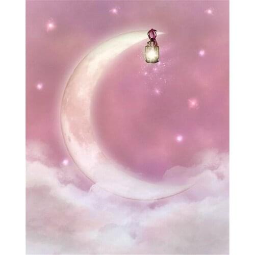 Pink Moon Backdrops White Star Digital Printed Photography Background Newborn Baby Photo Studio Props Custom Kids Birthday foto
