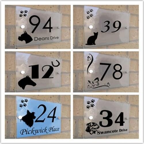 Customized Acrylic House Number Address Street Name Plaques Multiple Colors Animal Designs A5