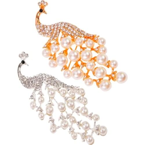 Simulated Pearl and Crystal Rhinestones Phoenix Brooches Gifts Wedding Accessories Brooch Pins for Women BRO07