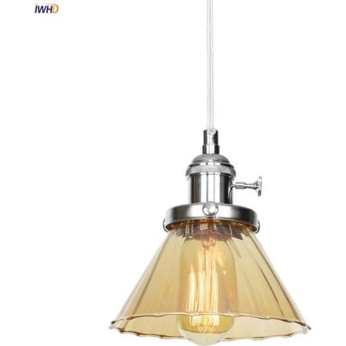 IWHD Iron Champagne Glass LED Pendant Lights Modern Nordic Hanglamp E27 With Switch Vintage Industrial Lamp Retro Hanging Lamp