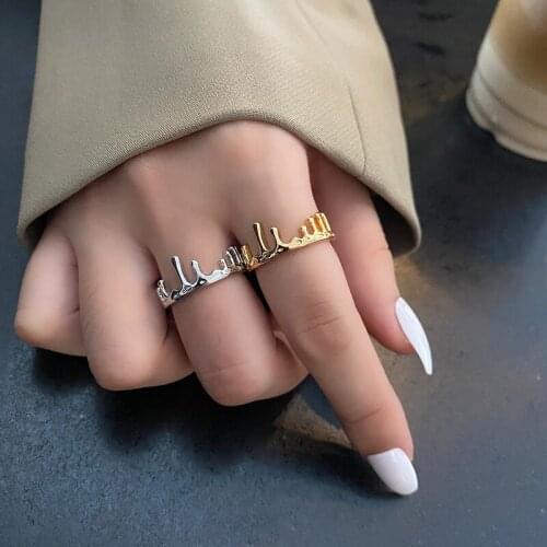Womens Melting Liquid Vampire Rings Gold Plated Matching Rings Couples Gift for Girl Teen Friend Female Vintage Jewelry Anel