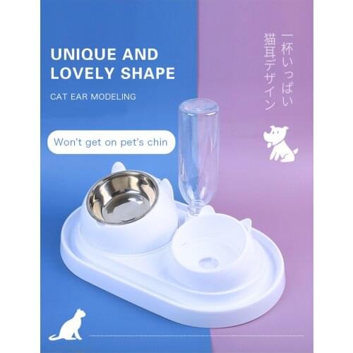 Pet Food Water Bowls with Detachable Automatic Water Dispenser Glass Feeder Bowl No-Spill Cat Dog Food Water Bowls