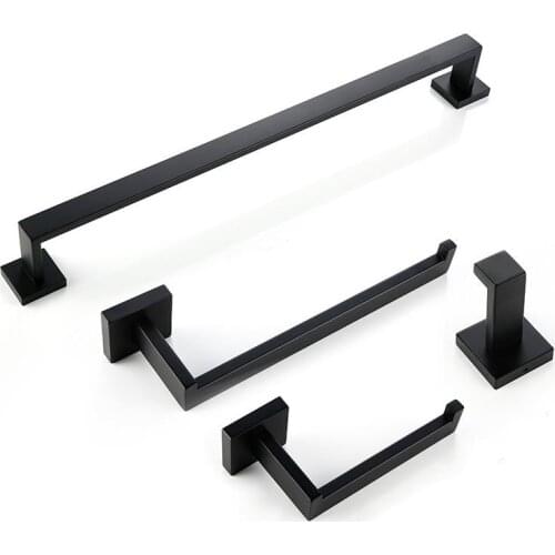 Bathroom Hardware Set Black Robe Hook Towel Rail Bar Rack Bar Shelf Tissue Paper Holder Toothbrush Holder Bathroom Accessories