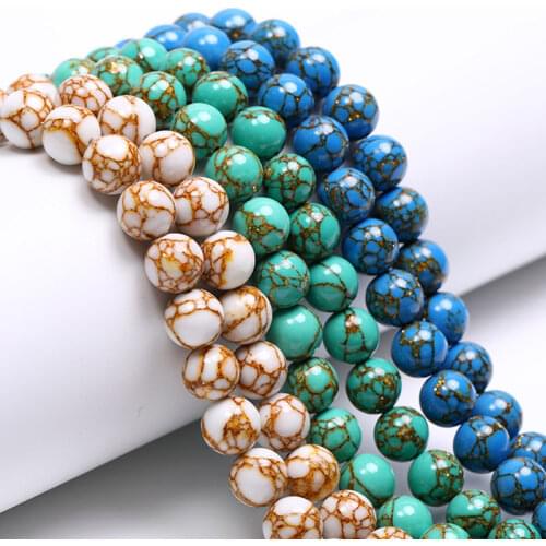 Natural Stone Howlite Turquoises Loose Shell Beads For Jewelry Making DIY Necklace Accessorries Beads For Bracelet 4 6 8 10 12mm