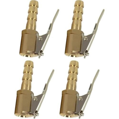NEW-4Pc 6Mm Auto Air Pump Chuck Clip Car Truck Tyre Tire Inflator Valve Connector Car Open Brass Stem Tire