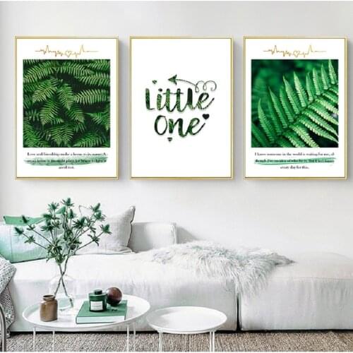 Nordic Beautiful Natural Green Plants Wall Art Canvas Paintings little One Wall Art Prints and Posters Living Room Home Decor
