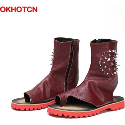 OKHOTCN Men's Leather Sandals