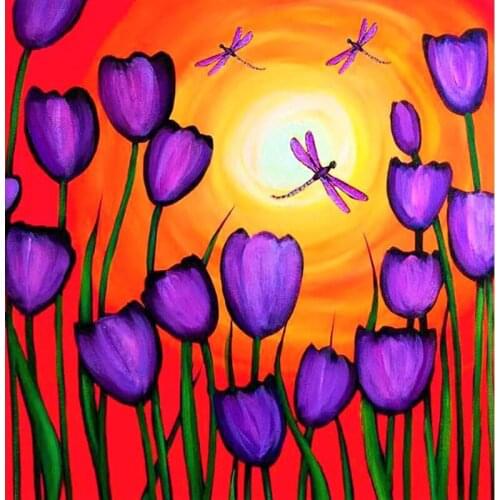 OSH 5D Diamond Embroidery Cartoon Purple Tulip Diamond Painting Kit Set Cross Stitch Color Mosaic Animal Home Decoration Gift