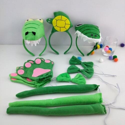 Man Woman Girl Dinosaur Tortoise 3D Headband Tail Tie Props Animal Cosplay Birthday Party Costume for Kids Halloween Christmas