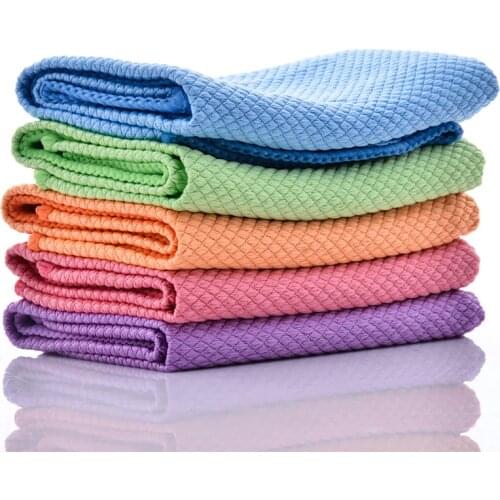 1pcs Glass Cloth Microfiber Mirror Cleaning Cloth Fish Scale Rag Lint Free Kitchen Scale Towel Clean Windows No Trace Dishcloth