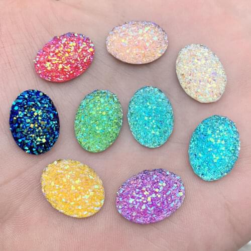 40pcs Rhinestone buttons Oval 13*18mm Ore Shiny AB Resin Crystals Accessories Gem Stones Strass DIY -E02