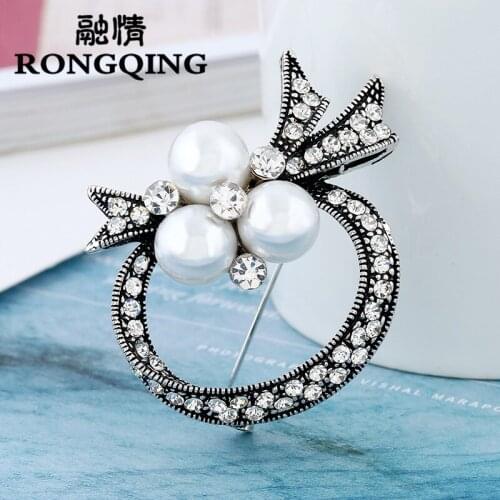 RONGQING 12pcs/lot Fashion bowknot Scarf buckle brooch For Women jewelry broochs wholesale for mom wife girl friend