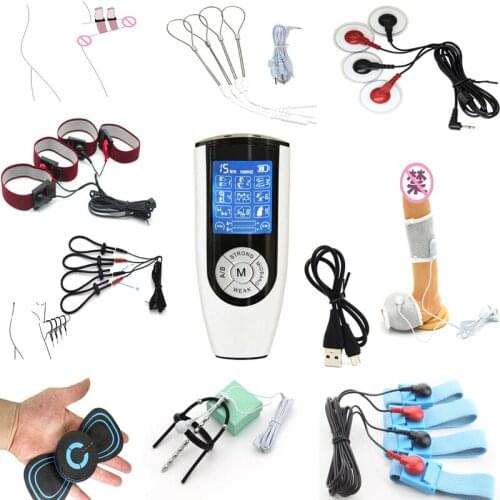 Strongest Electric Shock Penis Plug Cock Ring Electro Stimulation Therapy Massager Penis Ring Patch Sex Toys For Man Masturbate