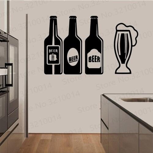 Creative Beer Sticker Vinyl Wall Stickers For Kitchen Room Wallpaper Wall Decals kitchen decor Sticker PW328