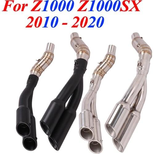 Motorcycle Exhaust Middle Link Pipe For Kawasaki Z1000 Z1000SX 2010 - 2020 2019 2018 2017 20 Double Hole Escape Silencer Muffler