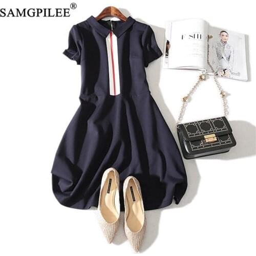 Summer Clothes For Women 2021 Vestido Casual Dress Plus Size A-line Solid Short Knee-length Empire Polo Summer Dress For Women