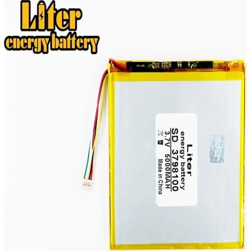 1.0MM 5pin connector 3.7v 3798100 35100100 5000mah lithium polymer battery with pcm backup tablet pc battery