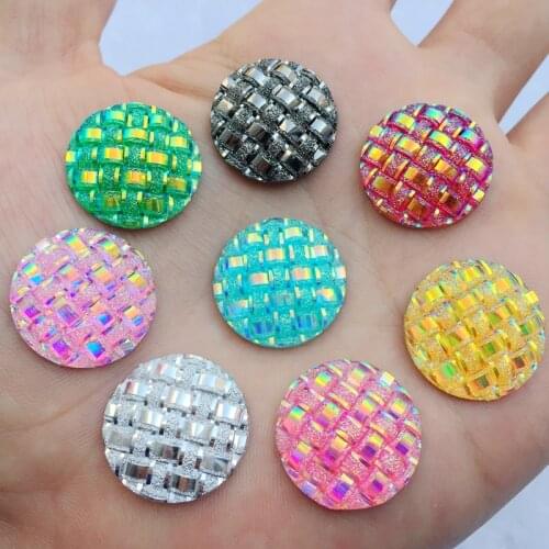 DIY 20pcs 20mm Round Resin Rhinestones Stone Crystal AB Color Resin Strass For Dress Garment Stick button -HE81