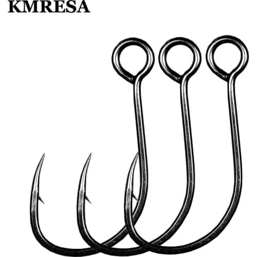20pcs for Fishing Lure Spare Hook Single Fish Lure Hooks Inline Hook Big Eye Size 1/ 2/ 4/ 6/ 8 Sharp High Carbon Steel