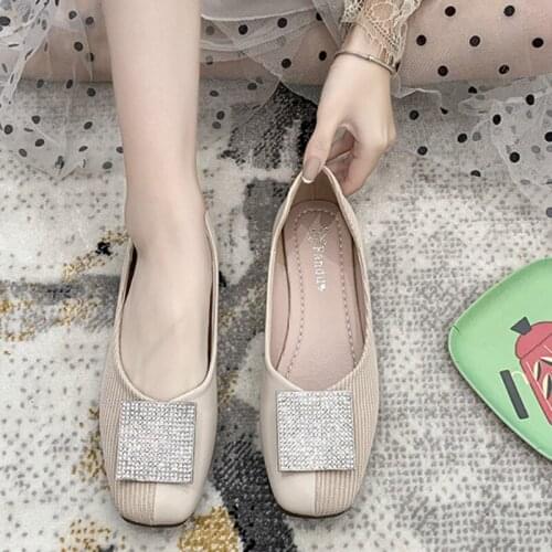2020 Women Fashion Ballet Shoes Rhinestone Flat Slip On Shoes Patent Leather Brand Flats Ladies Zapatos Muj Lazy Flats U19-96