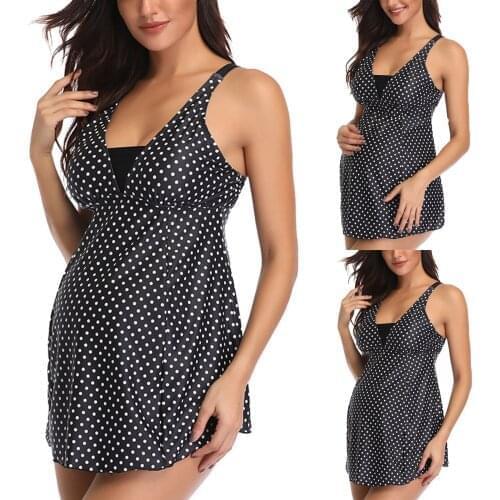 2021 Summer Maternity Swimwear Womens Split Pregnancy Swimsuit Backless Sexy Print Polka Dot Swimsuit Bathing Suit Beachwear