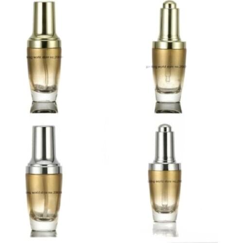 30ML gold glass bottle with gold/silver pump &lid for lotion/serum/foundation/emulsion/essential oil/sprayer skin care packing