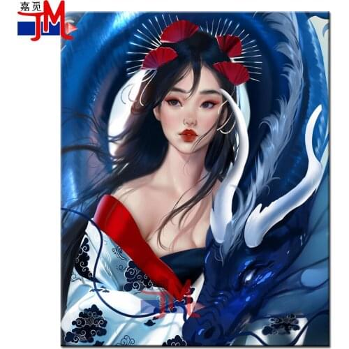 5D Diamond Painting Full Square Japanese Geisha Woman DIY Diamond Embroidery Sale Round Drill Anime Dragon Picture Handmade Gift