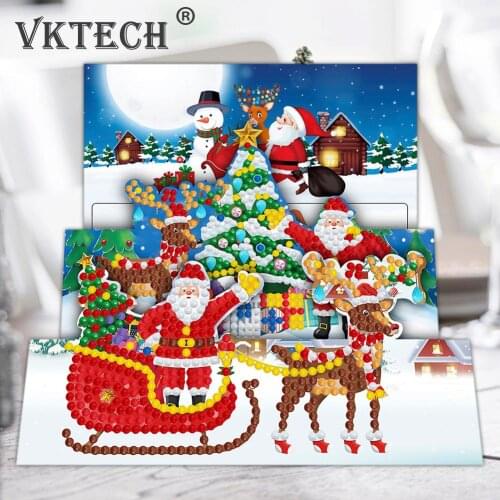 8pcs DIY Diamond Painting Greeting Card Special-shaped Part Drill Mosaic Merry Christmas Embroidery Kit Xmas Postcard Home Decor