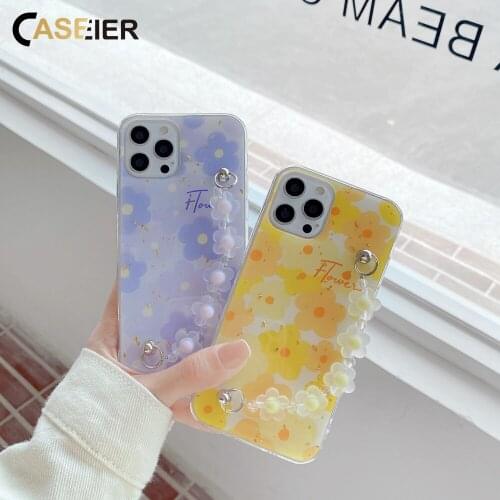 CASEIER Purple and Yellow Bracelet Phone Case For iPhone 12 Pro Max Mini 11 X XS XR TPU Transparent Cover