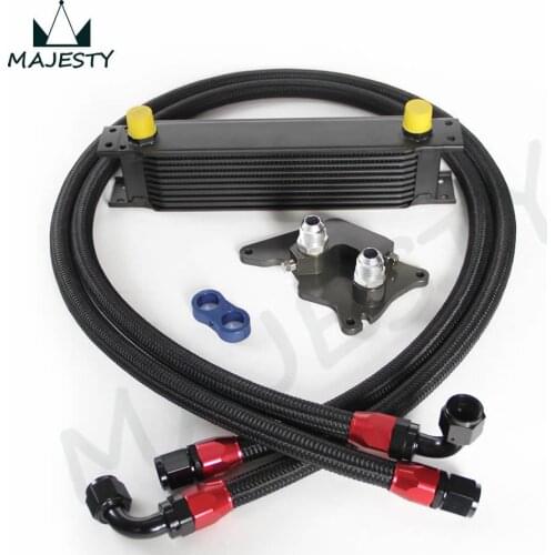 BLACK 10 row ENGINE OIL COOLER KIT FOR BMW MINI COOPER S SUPERCHARGER R56